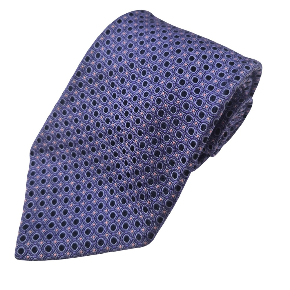 Ted Baker Silk Tie Mens Purple Geometric Circle Formal Business Necktie 3.5 x 59